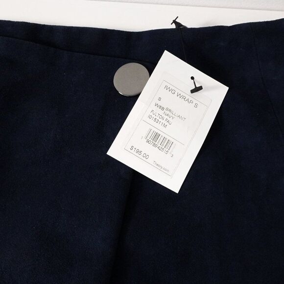 Theory  IWG Wrap Skirt Brilliant Skirt  Navy Fulton Fuax Suede Skirt  NWT 195 - Picture 11 of 14